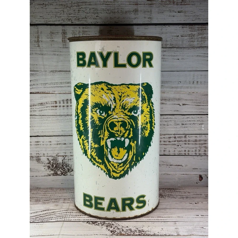 Vintage Baylor Bears Metal Trash Can